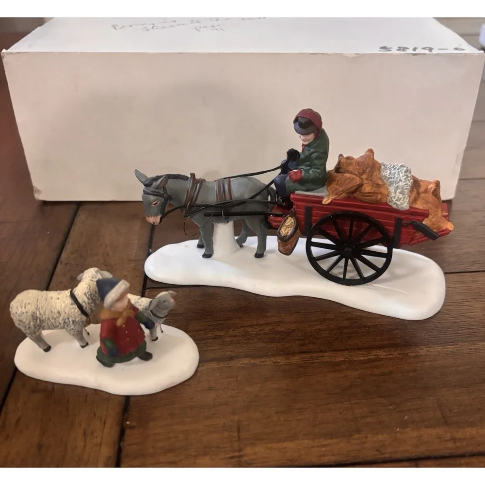 Dept 56 Bringing Fleeces to the Mill Retired Dickens Village Set Of 2 Pc READ